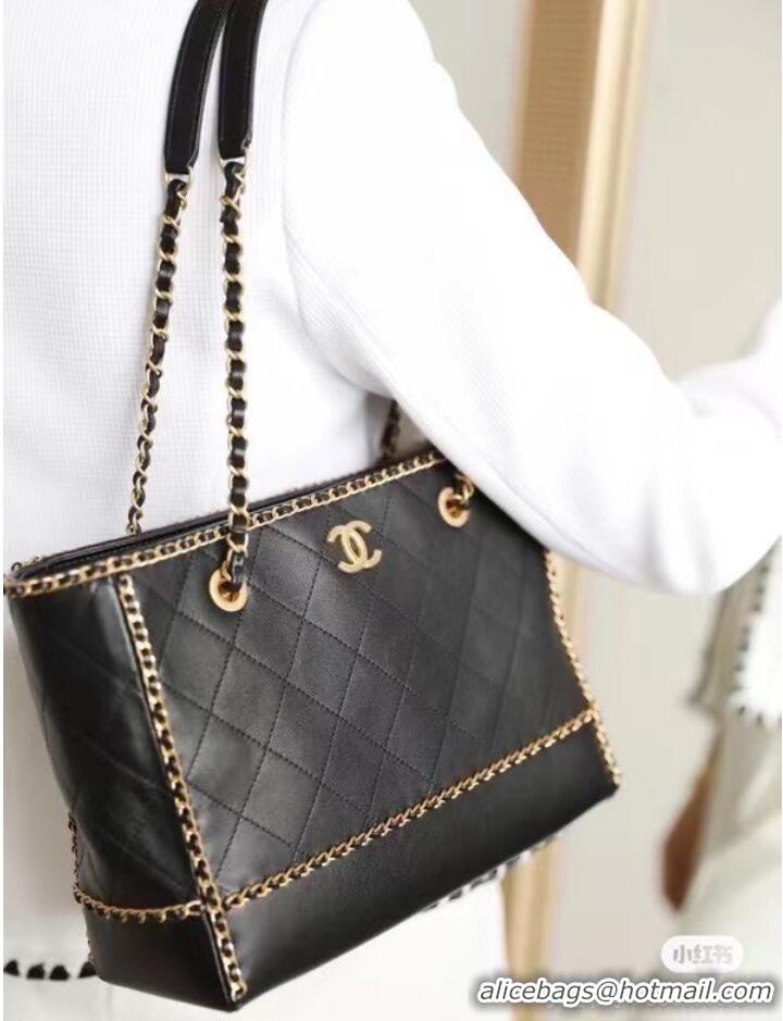 Well Crafted Chanel leather Shoulder Bag AS2739 black