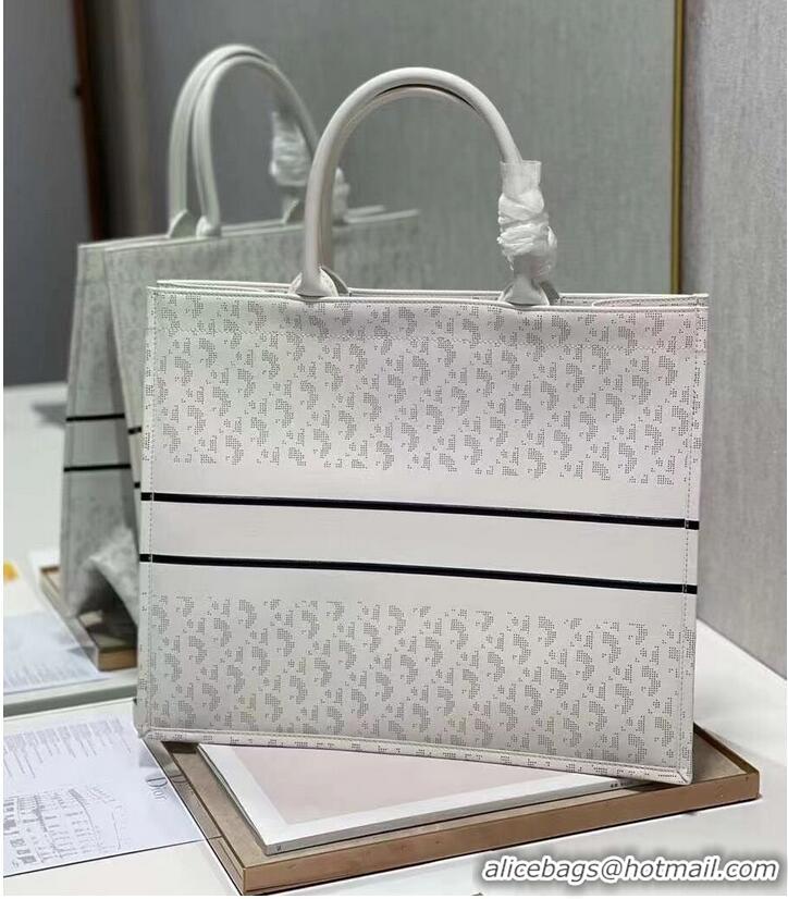 Discount DIOR BOOK TOTE leather Constellation Embroidery M1297ZR white