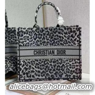 Famous Brand DIOR BOOK TOTE Embroidery M1297ZR-20 Black leopard print