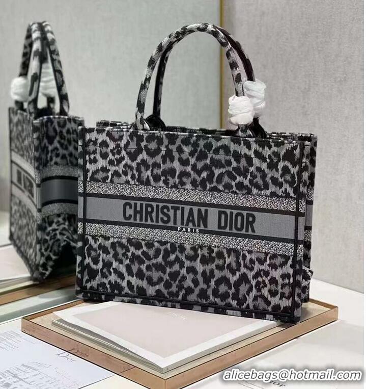 Buy Cheap DIOR BOOK TOTE Embroidery M1296ZR Black leopard print