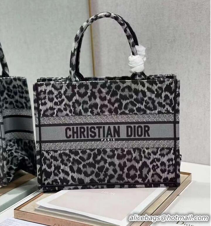 Buy Cheap DIOR BOOK TOTE Embroidery M1296ZR Black leopard print