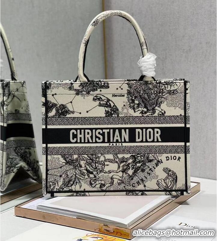 Cheapest DIOR BOOK TOTE Latte Multicolor Dior Zodiac Embroidery M1296ZR