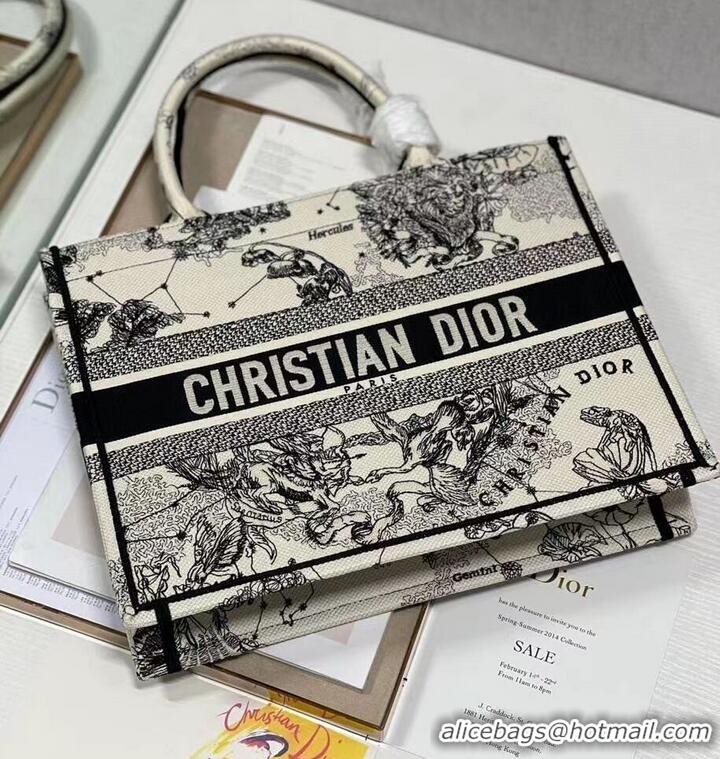 Cheapest DIOR BOOK TOTE Latte Multicolor Dior Zodiac Embroidery M1296ZR