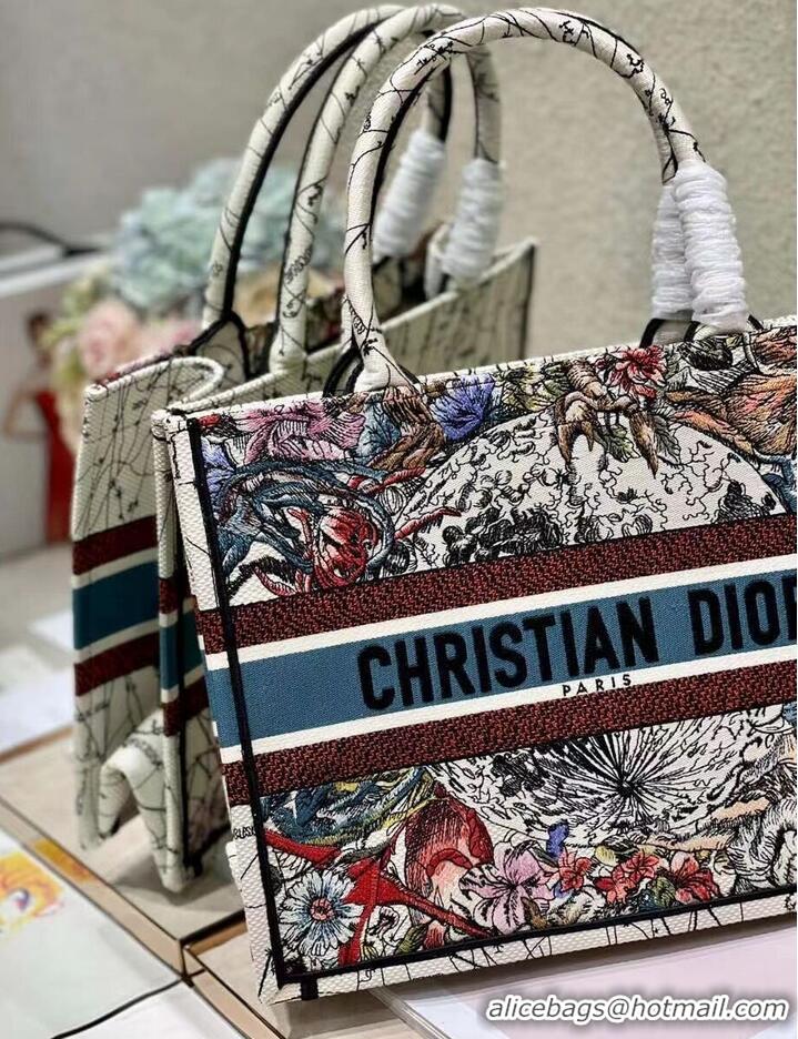 Modern DIOR BOOK TOTE Latte Multicolor Dior Constellation Embroidery M1296Z