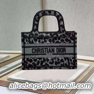 Unique Style DIOR BOOK mini TOTE Embroidery C1783-1 Black leopard print