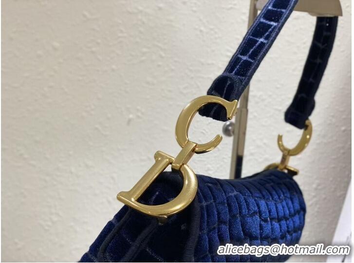 Top Grade DIOR SADDLE BAG Velvet C2551 Dark Blue