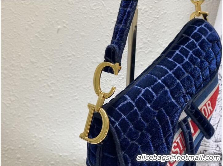 Top Grade DIOR SADDLE BAG Velvet C2551 Dark Blue