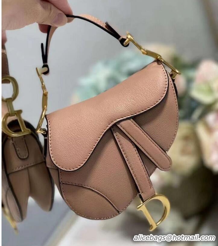 Luxurious DIOR SADDLE BAG mini Calfskin C8160 pink