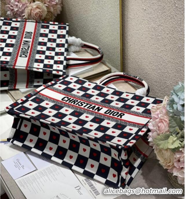 Discount Dior Large Book Tote Bag in D-Chess Heart Embroidery 2021 M1286 