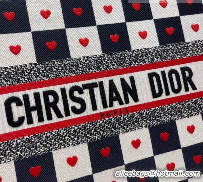 Discount Dior Large Book Tote Bag in D-Chess Heart Embroidery 2021 M1286 