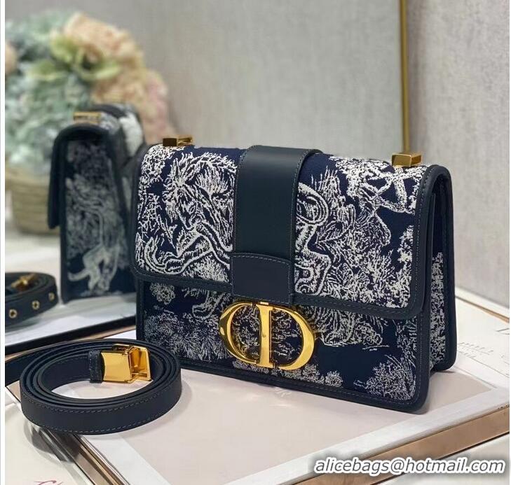 Top Quality Dior 30 MONTAIGNE BAG Oblique Jacquard C9263-2 dark blue