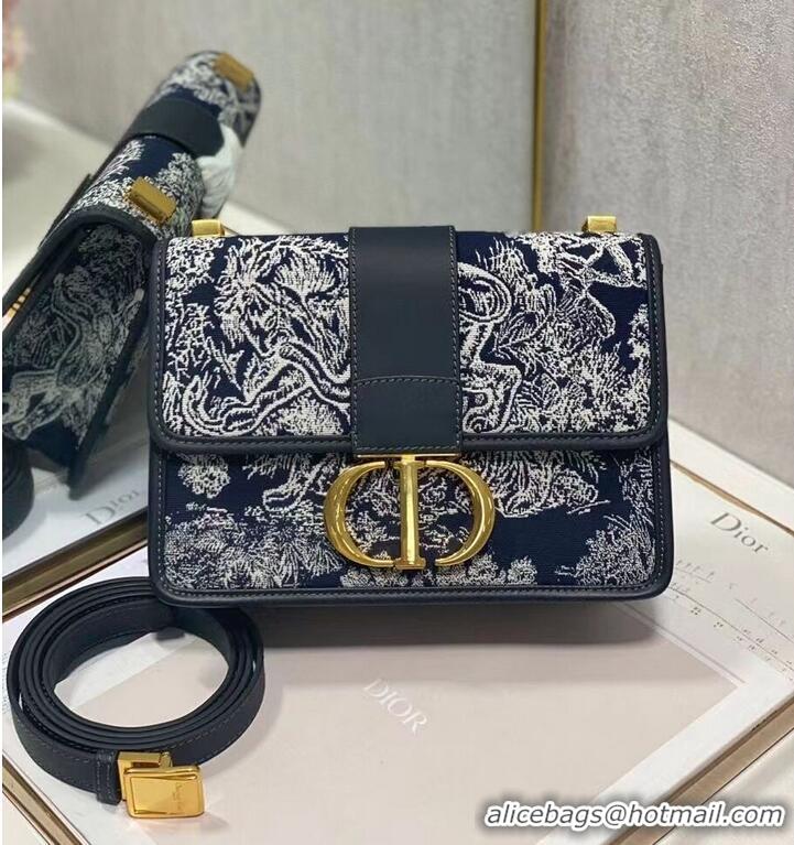 Top Quality Dior 30 MONTAIGNE BAG Oblique Jacquard C9263-2 dark blue