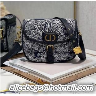 Grade MEDIUM DIOR BOBBY BAG Warm Taupe Box Oblique Embroidery C9268 dark blue