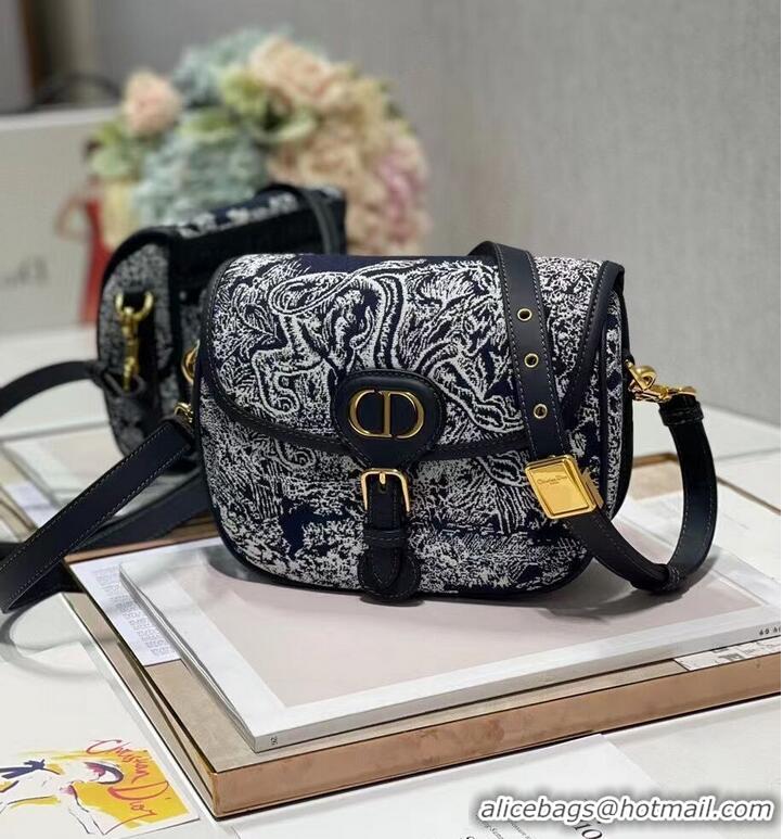 Grade MEDIUM DIOR BOBBY BAG Warm Taupe Box Oblique Embroidery C9268 dark blue