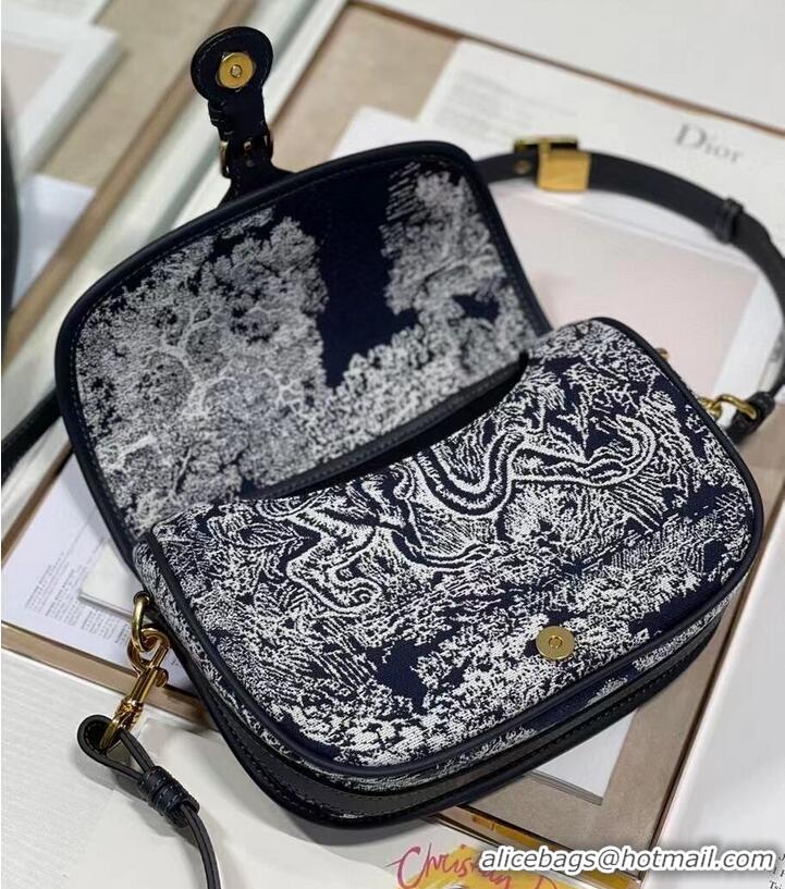 Grade MEDIUM DIOR BOBBY BAG Warm Taupe Box Oblique Embroidery C9268 dark blue