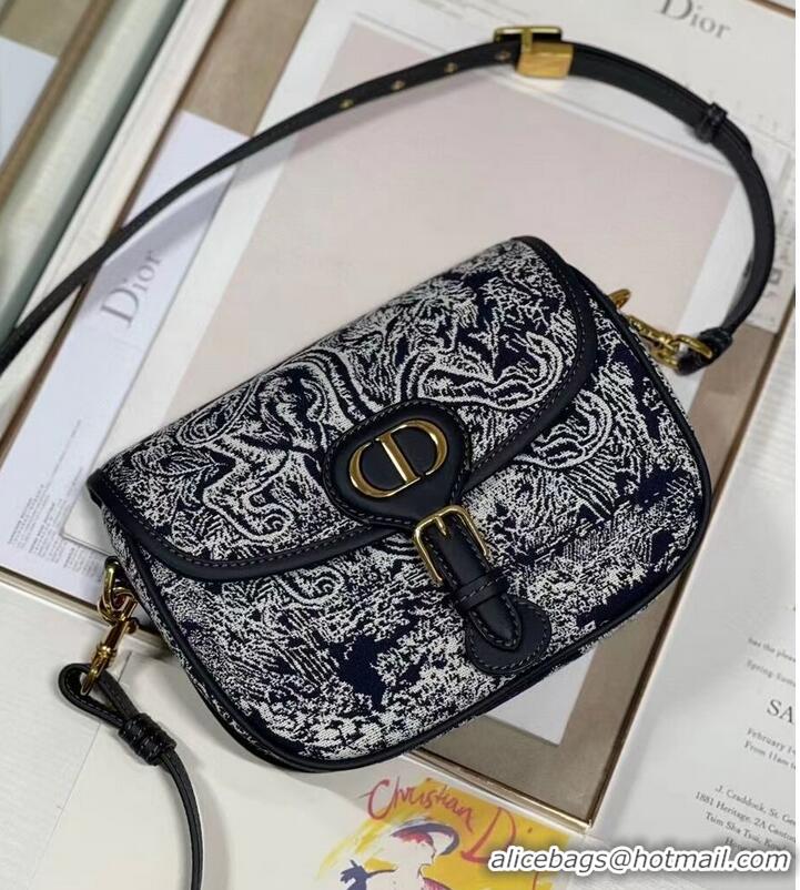 Grade MEDIUM DIOR BOBBY BAG Warm Taupe Box Oblique Embroidery C9268 dark blue