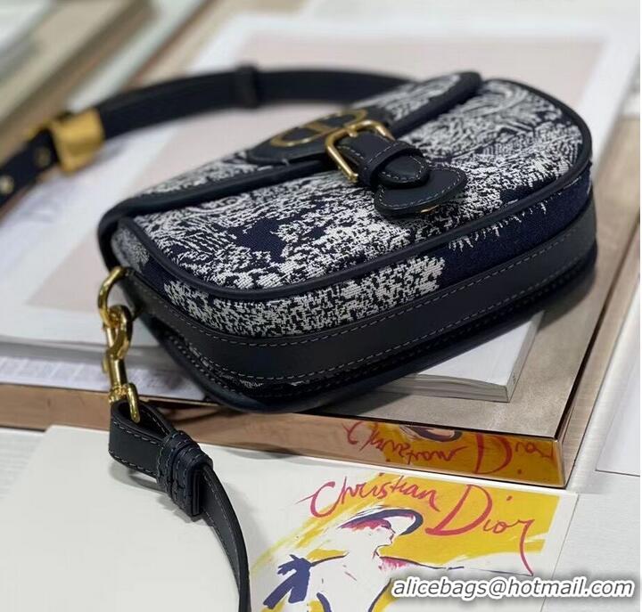 Cheapest SMALL DIOR BOBBY BAG Warm Taupe Box Oblique Embroidery C9269 dark blue