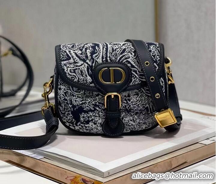 Cheapest SMALL DIOR BOBBY BAG Warm Taupe Box Oblique Embroidery C9269 dark blue