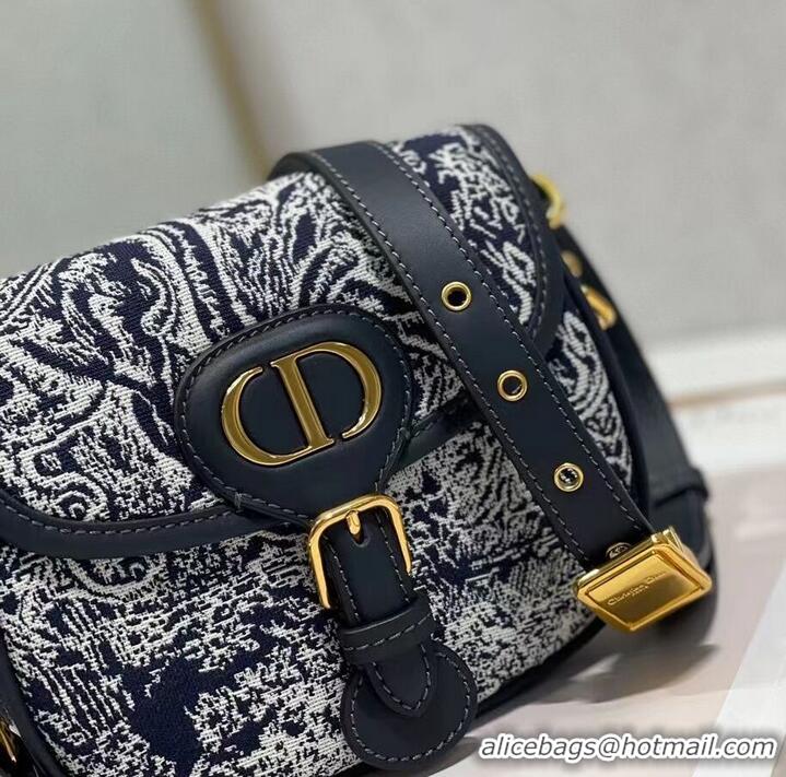 Cheapest SMALL DIOR BOBBY BAG Warm Taupe Box Oblique Embroidery C9269 dark blue