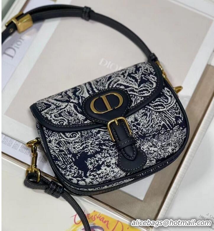 Cheapest SMALL DIOR BOBBY BAG Warm Taupe Box Oblique Embroidery C9269 dark blue