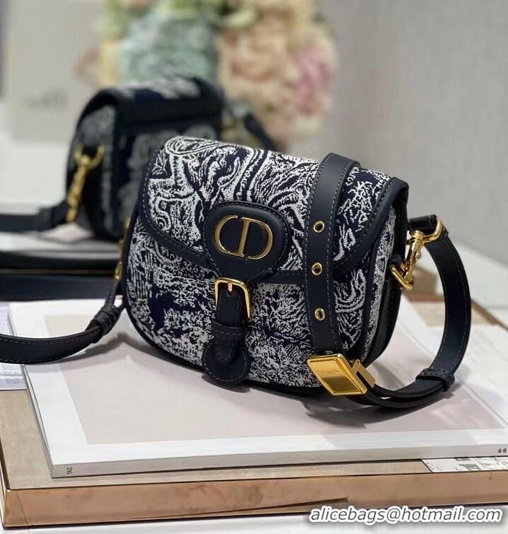 Cheapest SMALL DIOR BOBBY BAG Warm Taupe Box Oblique Embroidery C9269 dark blue