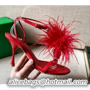 Super Quality Bottega Veneta Feather Dot Heel Sandals 9cm 081232 Red 2021