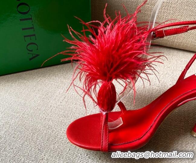 Super Quality Bottega Veneta Feather Dot Heel Sandals 9cm 081232 Red 2021