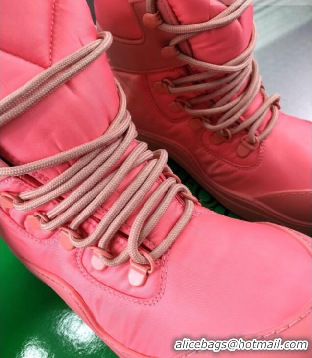 Good Quality Bottega Veneta Puddle Bomber Fabric Lace-up Boots 092203 Flamingo Pink