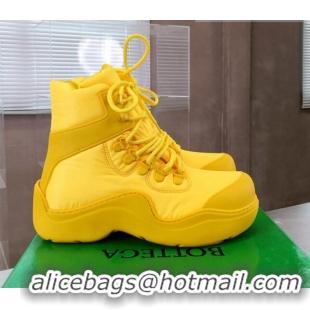 Top Grade Bottega Veneta Puddle Bomber Fabric Lace-up Boots 092203 Egg Yolk Yellow