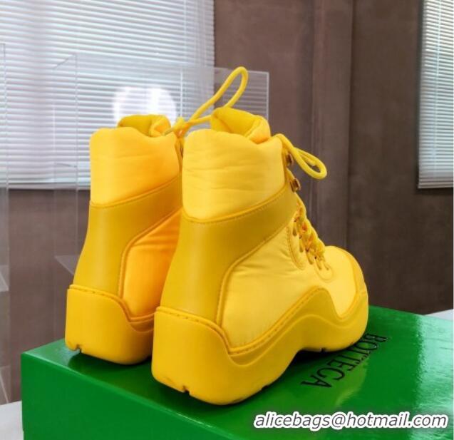 Top Grade Bottega Veneta Puddle Bomber Fabric Lace-up Boots 092203 Egg Yolk Yellow