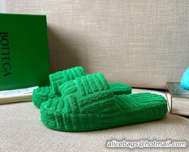 Best Product Bottega Veneta Resort Sponge Towel Slides Sandals 092209 Grass Green 2021