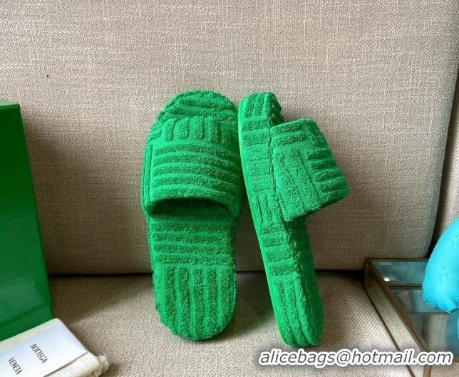 Best Product Bottega Veneta Resort Sponge Towel Slides Sandals 092209 Grass Green 2021