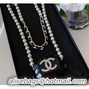 Luxurious Chanel Airpods Case Necklace AB6678 Black 2021