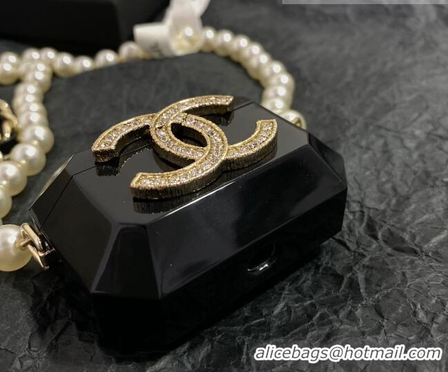 Luxurious Chanel Airpods Case Necklace AB6678 Black 2021