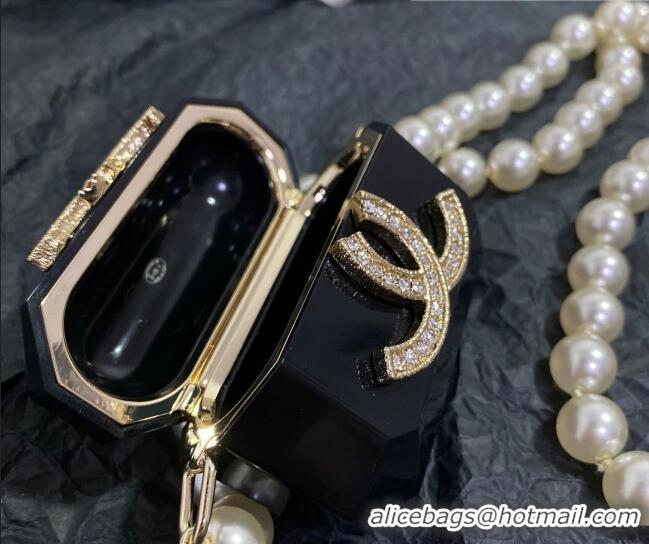 Luxurious Chanel Airpods Case Necklace AB6678 Black 2021