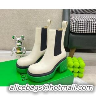 Cute Bottega Veneta Flash White Calfskin Short Boots 9.5cm 092221 Green