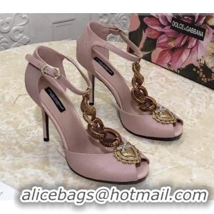 Best Design olce&Gabbana DG Calfskin Chain Sandals 10.5cm 081201 Pink