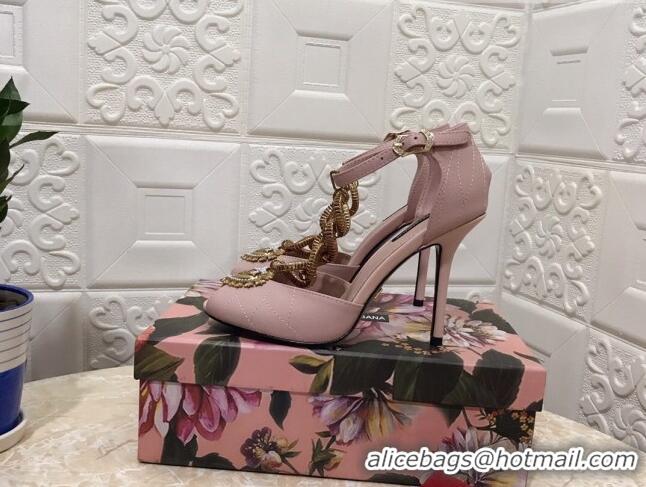 Best Design olce&Gabbana DG Calfskin Chain Sandals 10.5cm 081201 Pink