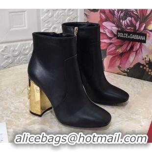 Low Cost Dolce & Gabbana DG Calfskin Heel 10.5cm Ankle Boots 091712 Black