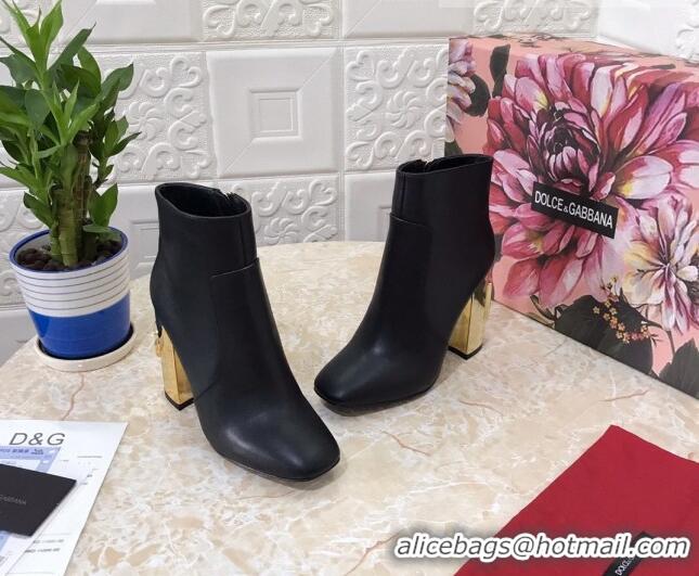 Low Cost Dolce & Gabbana DG Calfskin Heel 10.5cm Ankle Boots 091712 Black