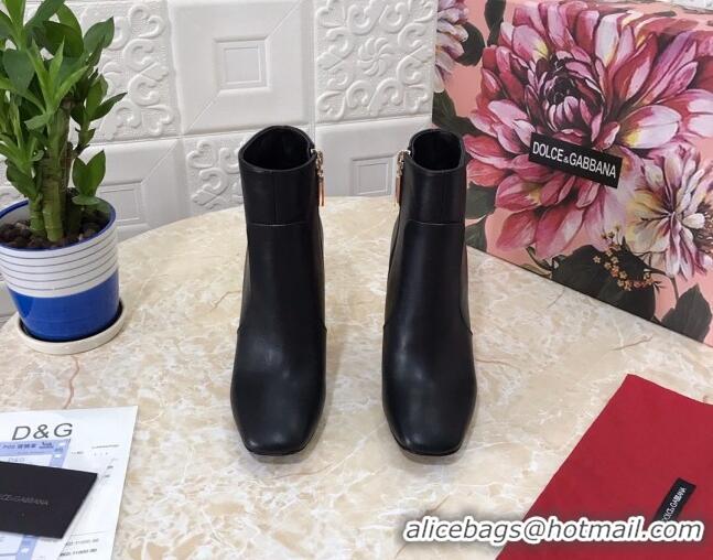 Low Cost Dolce & Gabbana DG Calfskin Heel 10.5cm Ankle Boots 091712 Black