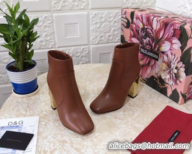 Best Luxury Dolce & Gabbana DG Calfskin Heel 10.5cm Ankle Boots 091712 Brown