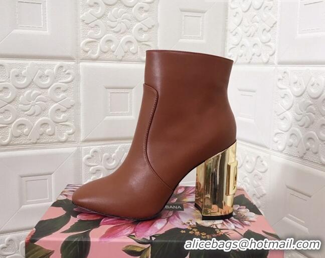 Best Luxury Dolce & Gabbana DG Calfskin Heel 10.5cm Ankle Boots 091712 Brown