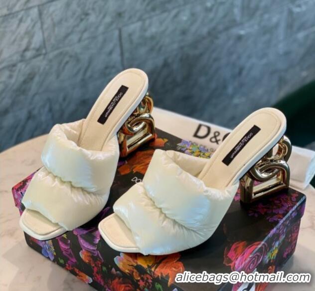 Top Sale Dolce & Gabbana DG Down Slide Sandals 10cm 092230 White