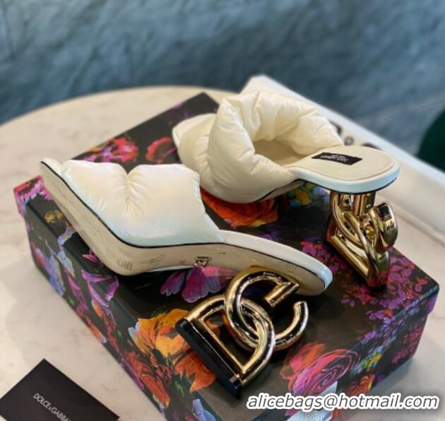 Top Sale Dolce & Gabbana DG Down Slide Sandals 10cm 092230 White