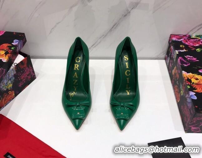 Luxury Dolce & Gabbana DG Calf Leather Pumps 10.5cm 930101 Green