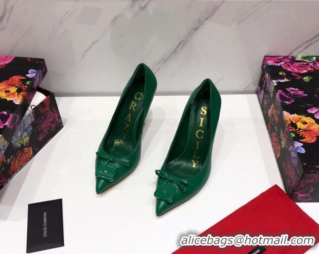 Luxury Dolce & Gabbana DG Calf Leather Pumps 10.5cm 930101 Green