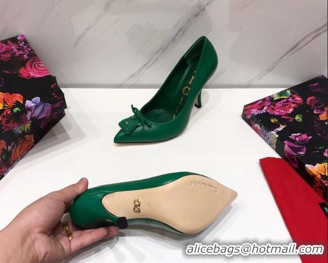 Luxury Dolce & Gabbana DG Calf Leather Pumps 10.5cm 930101 Green