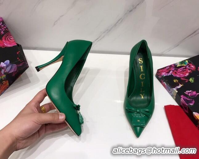 Luxury Dolce & Gabbana DG Calf Leather Pumps 10.5cm 930101 Green