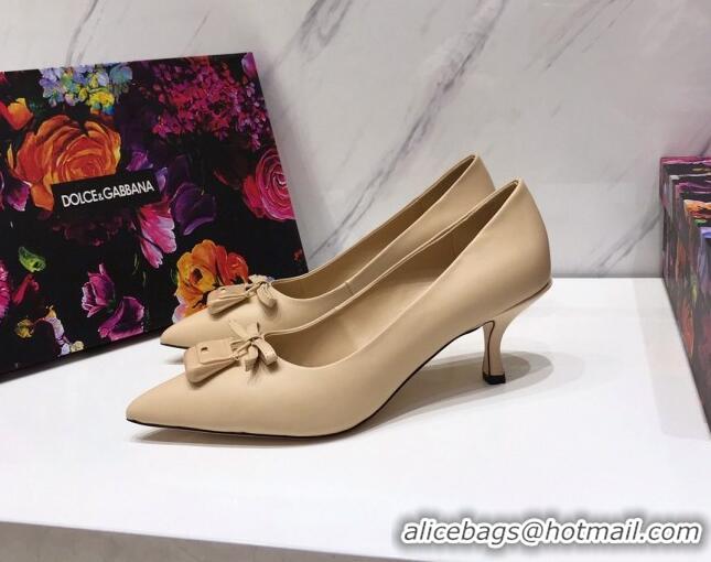 Good Product Dolce & Gabbana DG Calf Leather Pumps 6.5cm 093095 Apricot 2021